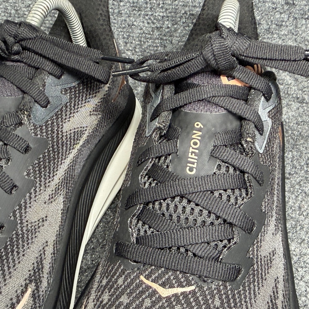 Hoka Clifton 9 Running Shoes Women's 8.5 Black Rose Gold Athletic Run Training - Picture 4 of 13